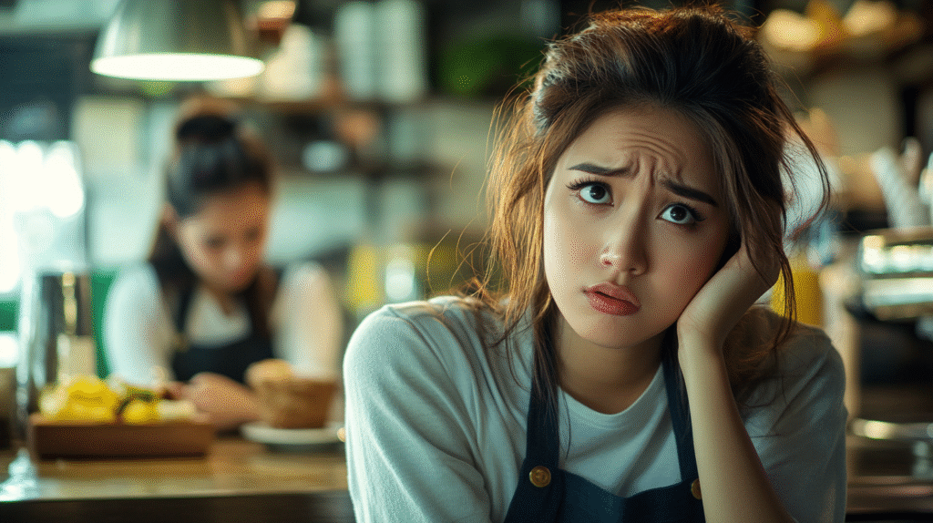A Brisbane cafe owner stressed about having outgrown her bookkeeping systems.