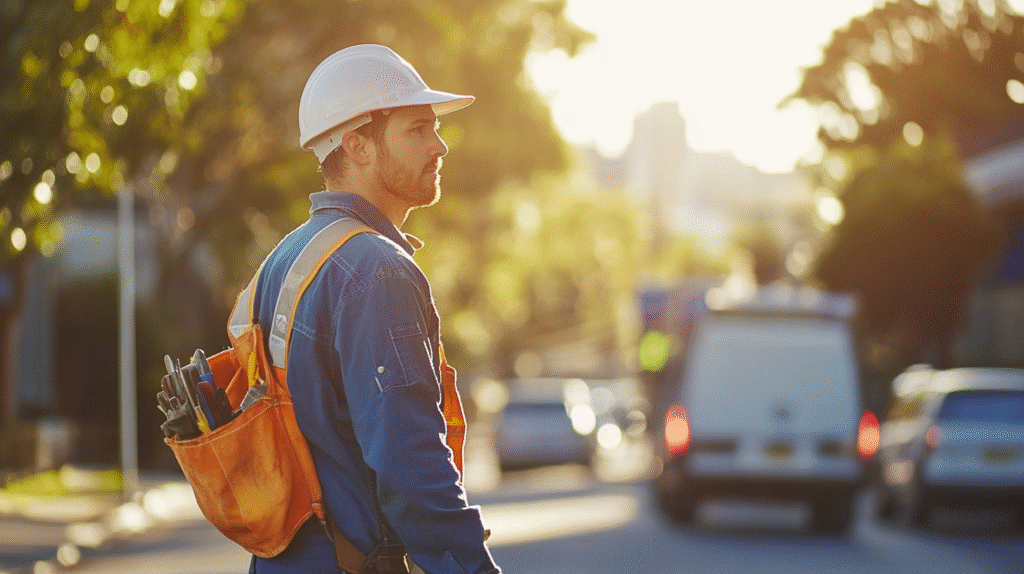 A tradesman working in Spring Hill, Brisbane.
