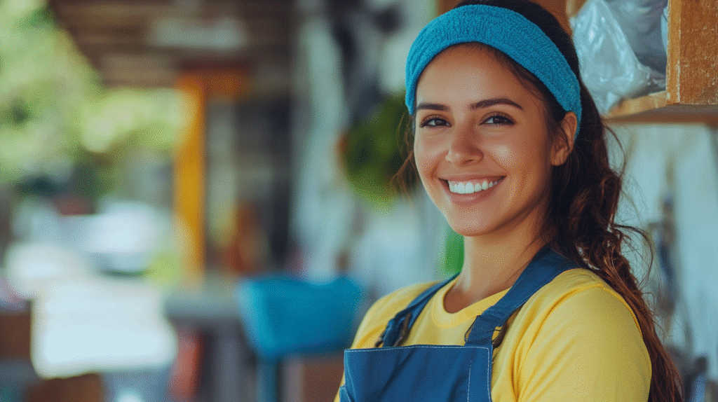A Brisbane cleaning company owner smiling at the camera.