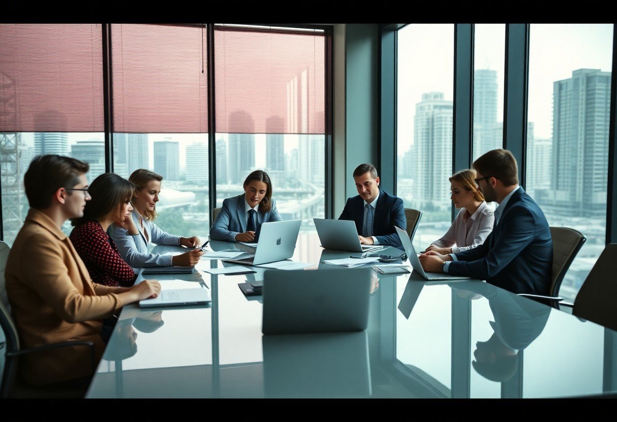 A group of bookkeepers analysing financial data for a Brisbane business.