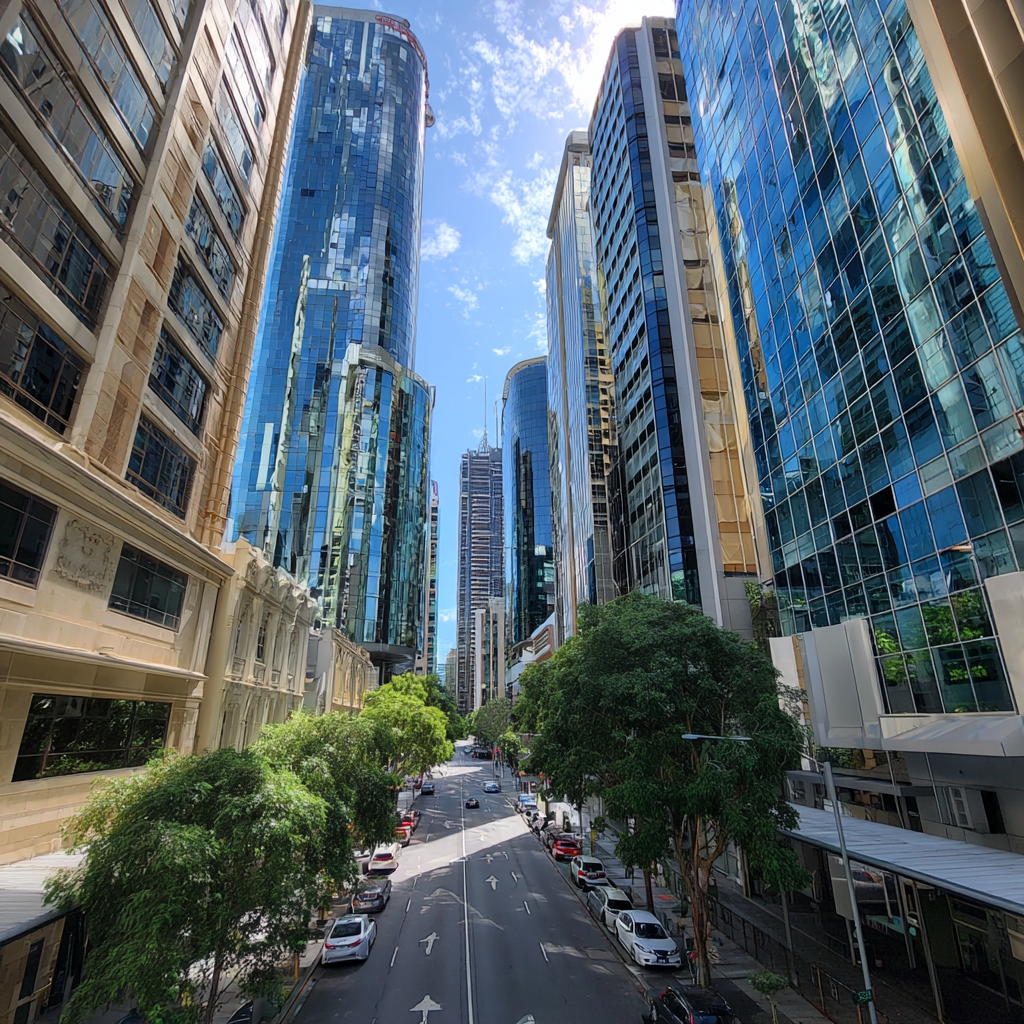 A picture of a street in the Brisbane CBD.