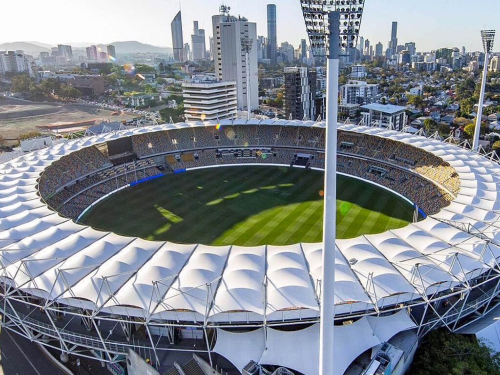 A photo of the Gabba Stadium at Kangaroo Point, Brisbane.